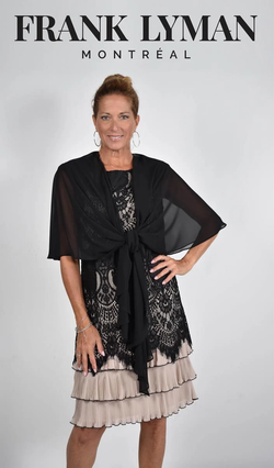 Front of the Chiffon Wrap from Frank Lyman in the color black