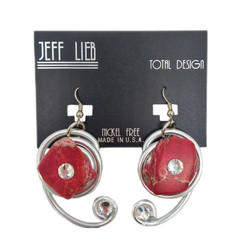Front of the Red Stone Earrings SKU 6823 from Jeff Lieb