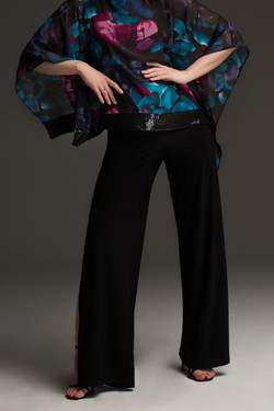 Front of the Wide Leg Slit Pants from Joseph Ribkoff in the color black