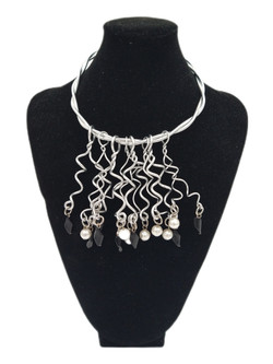 Front of the Black and Silver Spiral Necklace SKU 949 from Jeff Lieb