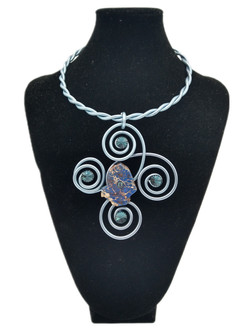 Front of the Blue Stone Twist Wire Necklace SKU 22893 from Jeff Lieb