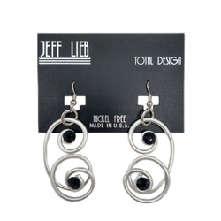 Front of the Black Gem Spiral Earrings SKU 665 from Jeff Lieb