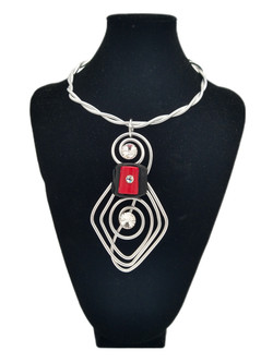 Front of the Black and Red Twist Wire Necklace from Jeff Lieb