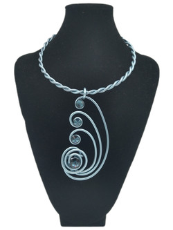 Front of the Blue Twist Wire Necklace SKU 22892 from Jeff Lieb