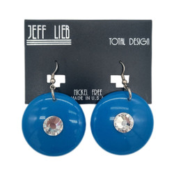 Front of the Blue Circle Pendant Earrings SKU 741 from Jeff Lieb