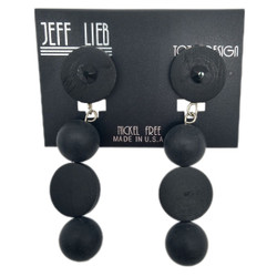 Front of the Black Drop Clip-On Earrings from Jeff Lieb