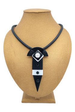 Front of the Black and White Statement Rubber Necklace SKU 7815 from Jeff Lieb