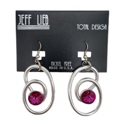 Front of the Pink Crystals Twist Earrings SKU 22834 from Jeff Lieb