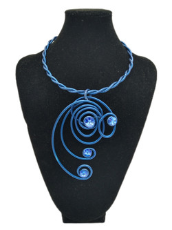 Front of the Blue Crystals Twist Wire Necklace SKU 22916 from Jeff Lieb