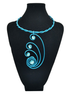 Front of the Blue Swirl Twist Wire Necklace SKU 22894 from Jeff Lieb