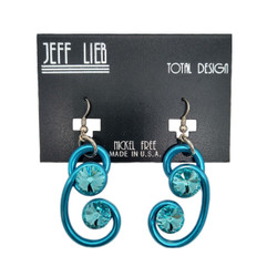 Front of the Blue Swirl Twist Earrings from Jeff Lieb