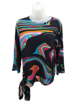 Front of the Printed Blouson Tie Top from Eva Varro in the multicolor print