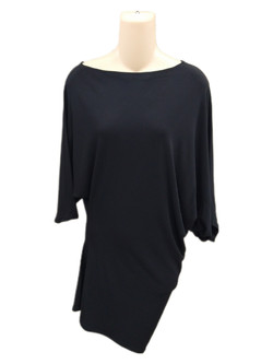 Front of the Asymmetrical Solid Tunic from Eva Varro in the color black