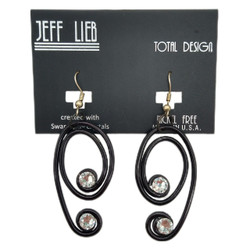 Front of the Black Twist Wire Earrings with Crystals from Jeff Lieb