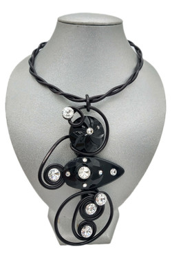Front of the Black Statement Twist Wire Necklace from Jeff Lieb