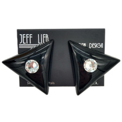 Front of the Black Triangle Earrings with Crystals from Jeff Lieb