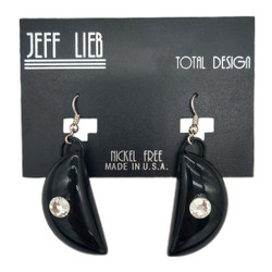 Front of the Black Crescent Earrings with Crystals SKU 22778 from Jeff Lieb