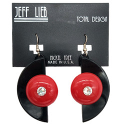 Front of the Red and Black Half Circle Earrings from Jeff Lieb