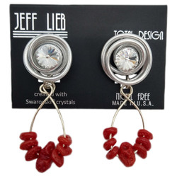 Front of the Red Pebble Drop Earrings from Jeff Lieb