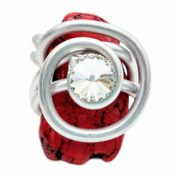 Front of the Red Stone Twist Wire Ring from Jeff Lieb