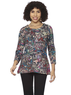 Front of the Teagan Print Top from Parsley & Sage in the multicolor print