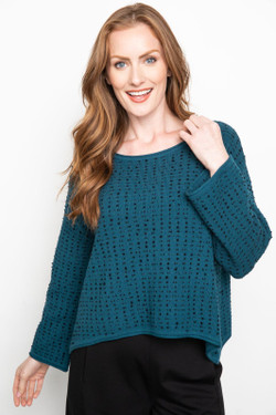 Front of the Knit Swing Pullover from Liv in the color Spruce