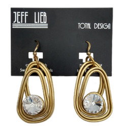 Front of the Golden Oval Pendant Earrings from Jeff Lieb