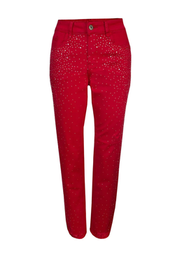 Front of the Waterfall Bling Jeans from Ethyl in the color red