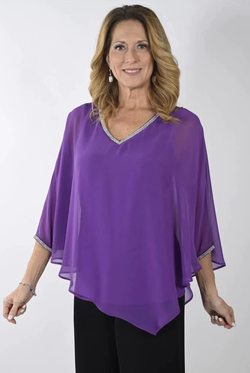 Front of the Chiffon Overlay Top from Frank Lyman in the color violet