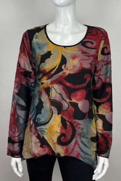 Front of the multicolor Textured Scoop Neck Top from Radzoli