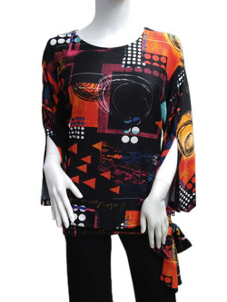 Front of the multicolor Flare Sleeve Side-Tie Top from Artex