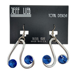 Front of the Blue and Silver Pendant Earrings SKU 24590 from Jeff Lieb