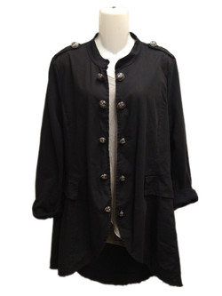 Front of the Long Military Jacket from Look Mode in the color black