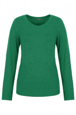 Front of the Round Neck Long Sleeve Shirt from Dolcezza in the color jade green