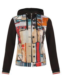 Front of the Zip Hooded Jacket from Dolcezza in the multicolor print