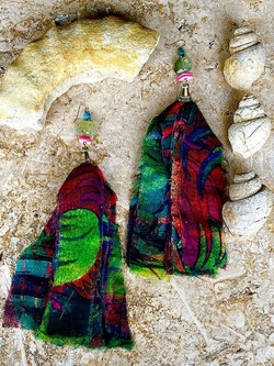 Front of the Kelly Fabric Statement Earrings from Water and Wave