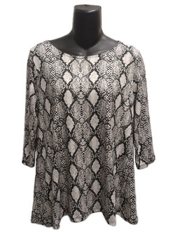 Front of the Snakeskin Scoop Neck Top from Reina Lee in the light snake print