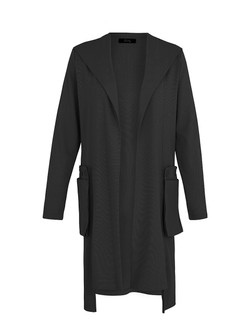 Front of the Duster Cardigan with Hood from Ever Sassy in the color black