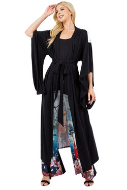 Front of the Love In Tokyo Duster Cardigan from Kokomo in the color black