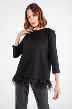 Front of the Jazzy Feather Top from Isle by Melis Kozan in the color black