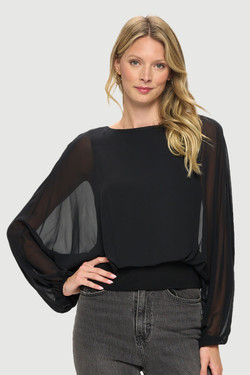 black chiffon overlay top
