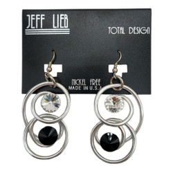 Front of the Silver and Black Spiral Earrings from Jeff Lieb