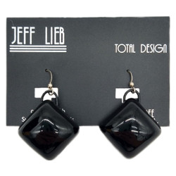 Front of the Black Chunky Diamond-Shaped Earrings SKU 631 from Jeff Lieb