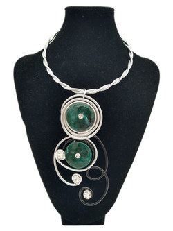 Front of the Teal and Black Twist Wire Necklace SKU 24964 from Jeff Lieb