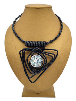 Front of the Black Triangular Twist Wire Necklace from Jeff Lieb