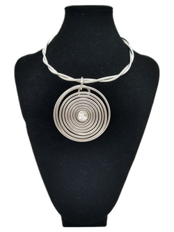 Front of the Silver Spiral Statement Twist Wire Necklace SKU 7763 from Jeff Lieb