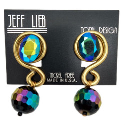 Front of the Golden Spiral Iridescent Earrings from Jeff Lieb