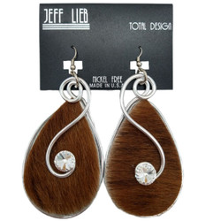 Front of the Brown Faux Fur Pendant Earrings SKU 25259 from Jeff Lieb