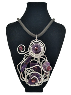 Front of the Purple Stones Statement Rubber Necklace SKU 24539 from Jeff Lieb