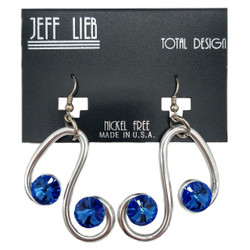 Front of the Sapphire Blue Crystals Earrings from Jeff Lieb